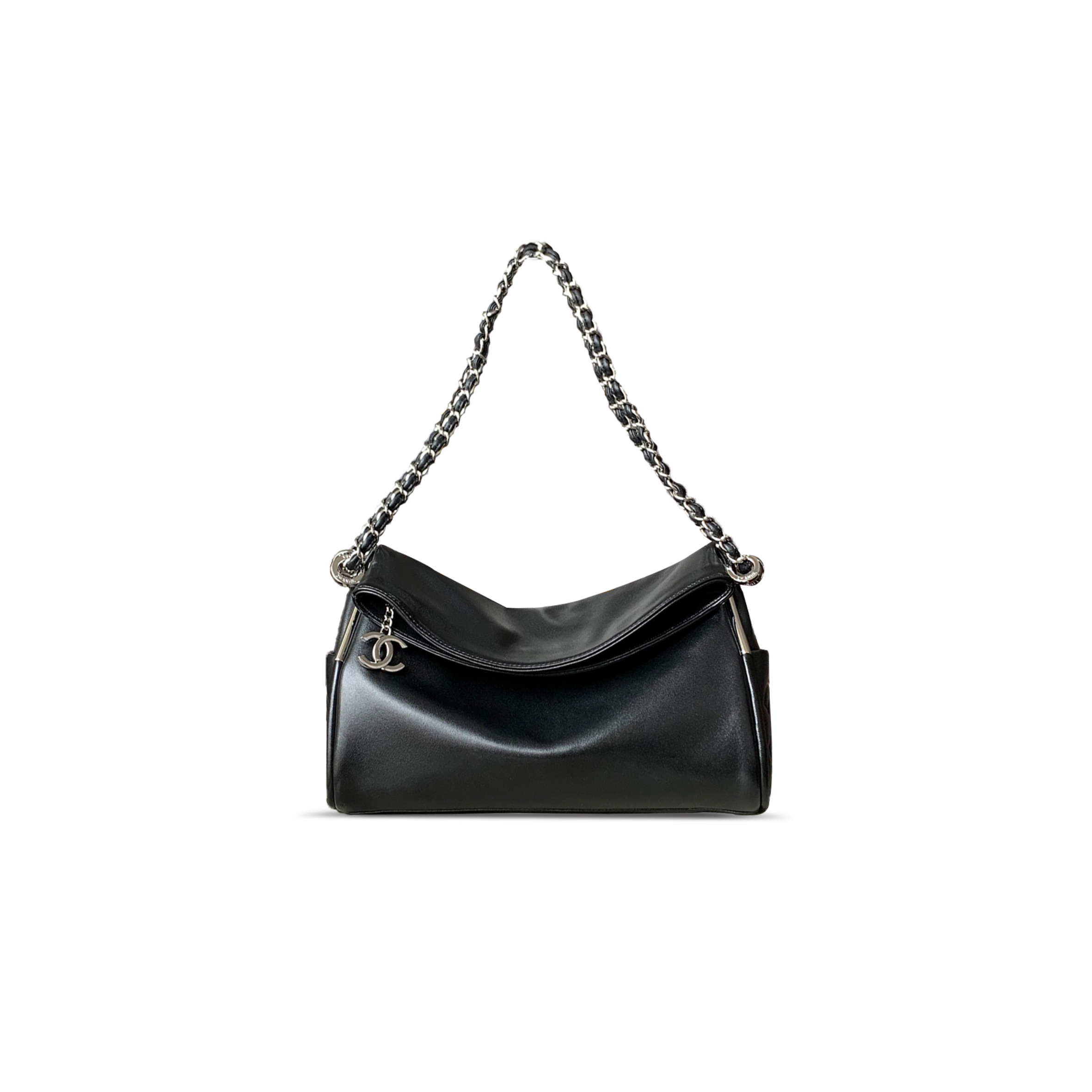 CHANEL MASTER SMALL SOFT LAMBSKIN HOBO CHAIN FOLDING BAG BLACK 496522 (30*25cm)